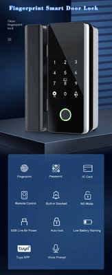 Glomarket Tuya Smart Glass Door Lock Biometryczny odcisk palca BLE Smart Electronic Lock Do Biura Szklane drzwi