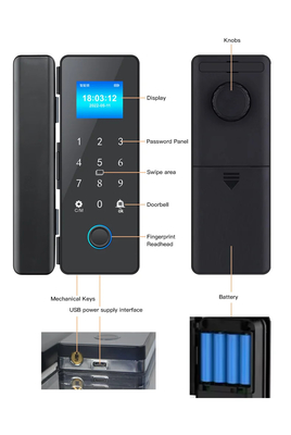 Glomarket Smart Glass Door Lock Wi-Fi Remote Control Tuya aplikacja Office Lock Card Digital Biometric Fingerprint Door Lock