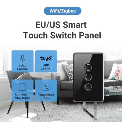 Tuya US Wifi/Zigbee szkło hartowane wklęsły przycisk dotykowy włącznik światła 1/2/3/4 Gang Wifi przełącznik ścienny