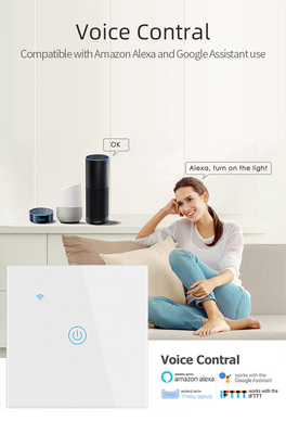 Glomarket UE 1/2/3/4 Gang Tuya Smart Switch Light Alexa Voice Control Touch Glass Wall Wireless WiFi Elektryczny przełącznik