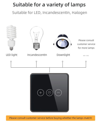 Glomarket Tuya Inteligentny przełącznik Wi-Fi Bezprzewodowy szklany panel kryształowy Dotykowy ścienny Inteligentny przełącznik Ściemniacz Wi-fi Światło dla inteligentnego domu