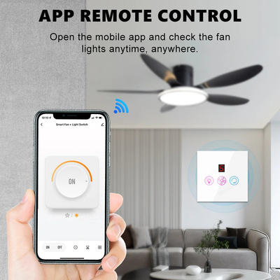 Glomarket Tuya Wi-Fi Fan Light Switch Touch 3 w 1 Switch 5 Prędkość regulacji Sufit Fan Switch For Alexa Google Home