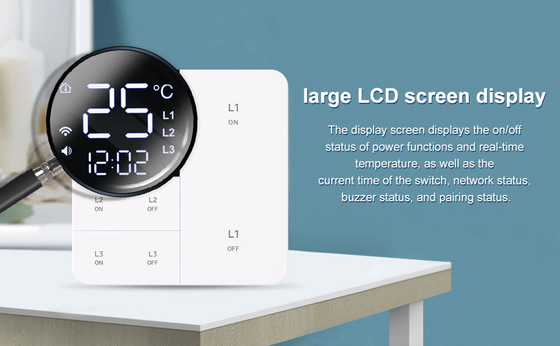 Glomarket Tuya Wifi Smart Wall Light Switch 1/2/3 Gang Support Voice/app/touch Control Z Ekranem Wyświetlania Temperatury