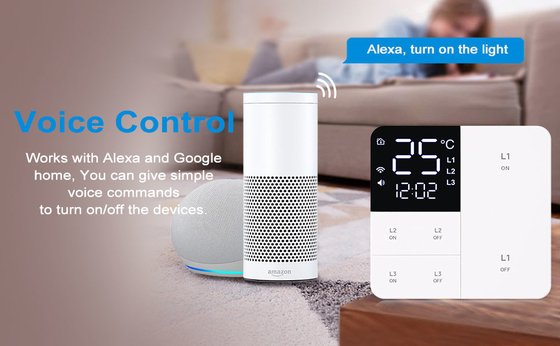 Glomarket Tuya Wifi Smart Wall Light Switch 1/2/3 Gang Support Voice/app/touch Control Z Ekranem Wyświetlania Temperatury