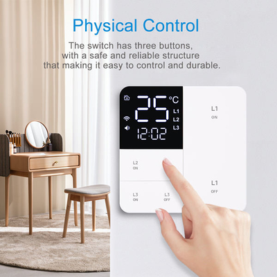 Glomarket Tuya Wifi Smart Wall Light Switch 1/2/3 Gang Support Voice/app/touch Control Z Ekranem Wyświetlania Temperatury