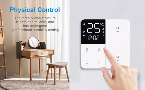 Glomarket Tuya Wifi Smart Wall Light Switch 1/2/3 Gang Support Voice/app/touch Control Z Ekranem Wyświetlania Temperatury