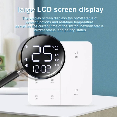 Glomarket Tuya Wifi Smart Wall Light Switch 1/2/3 Gang Support Voice/app/touch Control Z Ekranem Wyświetlania Temperatury