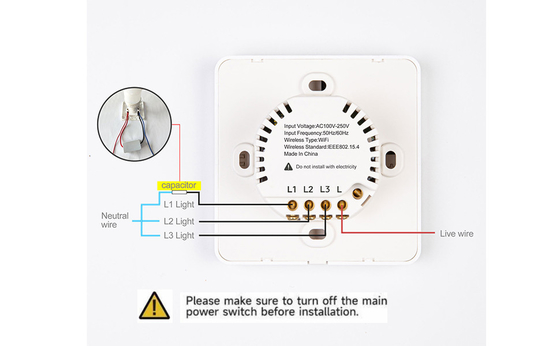 Glomarket Tuya Wifi Smart Wall Light Switch 1/2/3 Gang Support Voice/app/touch Control Z Ekranem Wyświetlania Temperatury