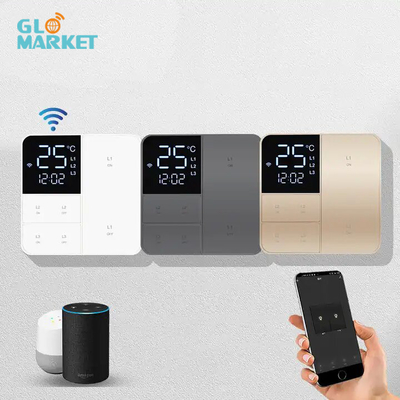 Glomarket Tuya Wifi Smart Wall Light Switch 1/2/3 Gang Support Voice/app/touch Control Z Ekranem Wyświetlania Temperatury