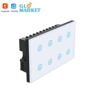 Glomarket Smart Home 8 Gang Wall Switch US Standard Tuya Voice APP Telekomanda bezprzewodowa Touch Wall Light Switch