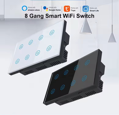 Glomarket Smart Home 8 Gang Wall Switch US Standard Tuya Voice APP Telekomanda bezprzewodowa Touch Wall Light Switch