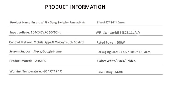 Glomarket Tuya Smart Wall Touch Switch Szklany Panel Elektryczne Światło I Fener Przełącznik Smart Life Alexa Voice Control