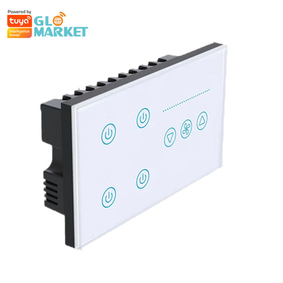 Glomarket Tuya Smart Wall Touch Switch Szklany Panel Elektryczne Światło I Fener Przełącznik Smart Life Alexa Voice Control