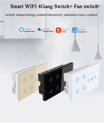 Glomarket Tuya Smart Wall Touch Switch Szklany Panel Elektryczne Światło I Fener Przełącznik Smart Life Alexa Voice Control