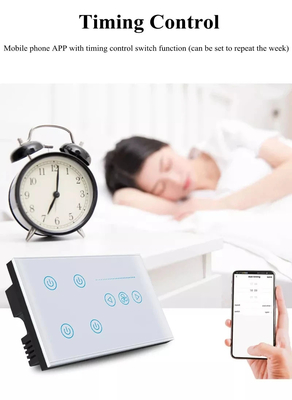 Glomarket Tuya Smart Wall Touch Switch Szklany Panel Elektryczne Światło I Fener Przełącznik Smart Life Alexa Voice Control