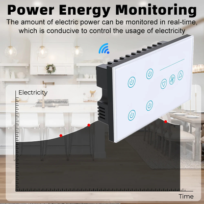 Glomarket Tuya Smart Wall Touch Switch Szklany Panel Elektryczne Światło I Fener Przełącznik Smart Life Alexa Voice Control