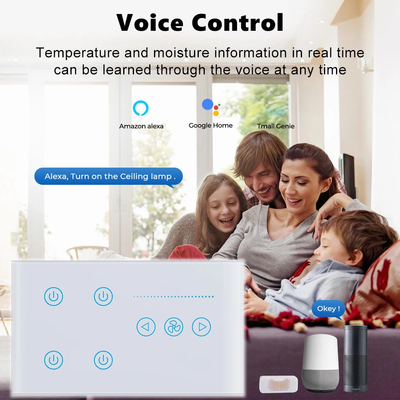 Glomarket Tuya Smart Wall Touch Switch Szklany Panel Elektryczne Światło I Fener Przełącznik Smart Life Alexa Voice Control