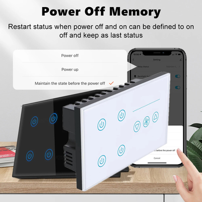 Glomarket Tuya Smart Wall Touch Switch Szklany Panel Elektryczne Światło I Fener Przełącznik Smart Life Alexa Voice Control