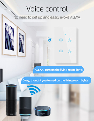Glomarket Nowy Design Produkty Tuya Smart Wifi Przełącznik ścienny Us Standardowy Panel dotykowy ze szkła Światło Przełącznik obsługa aplikacja sterowanie zdalne