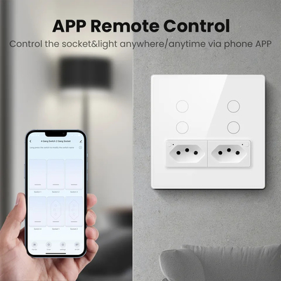 Glomarket Smart Wifi Brazil Standard Smart Home Tuya Smart 4 Gang Switch And Socket Wifi Smart Wall Socket Praca z Alexa