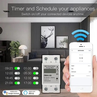 Glomarket Wi-Fi Tuya/Smart Life App Długotrwałe sterowanie Smart Circuit Protector Relay Device Switch Breaker Energy Meter