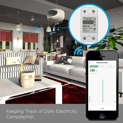 Glomarket Wi-Fi Tuya/Smart Life App Długotrwałe sterowanie Smart Circuit Protector Relay Device Switch Breaker Energy Meter