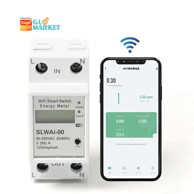 Glomarket Wi-Fi Tuya/Smart Life App Długotrwałe sterowanie Smart Circuit Protector Relay Device Switch Breaker Energy Meter