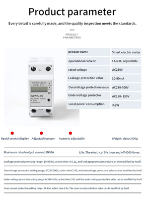 Glomarket Wi-Fi Tuya/Smart Life App Długotrwałe sterowanie Smart Circuit Protector Relay Device Switch Breaker Energy Meter