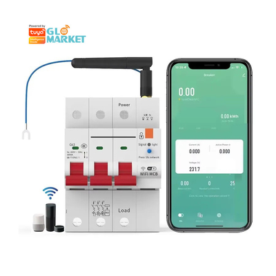 Glomarket Wi-Fi Smart Switch Tuya Smart 1p 2p 3p 4p Smart Home System Elektryczny obwód 4P MCB Smart Breaker