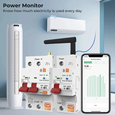 Glomarket Wi-Fi Smart Switch Tuya Smart 1p 2p 3p 4p Smart Home System Elektryczny obwód 4P MCB Smart Breaker