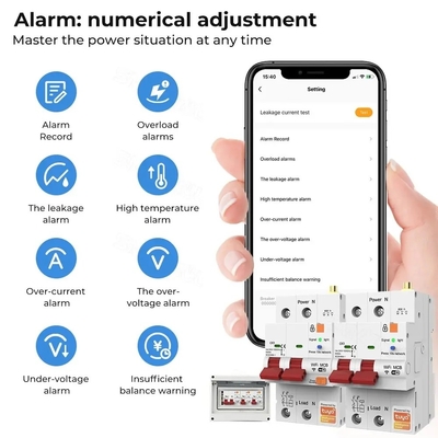 Glomarket Wi-Fi Smart Switch Tuya Smart 1p 2p 3p 4p Smart Home System Elektryczny obwód 4P MCB Smart Breaker