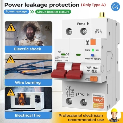 Glomarket Wi-Fi Smart Switch Tuya Smart 1p 2p 3p 4p Smart Home System Elektryczny obwód 4P MCB Smart Breaker